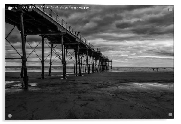 Saltburn pier at low tide Acrylic by Phil Reay