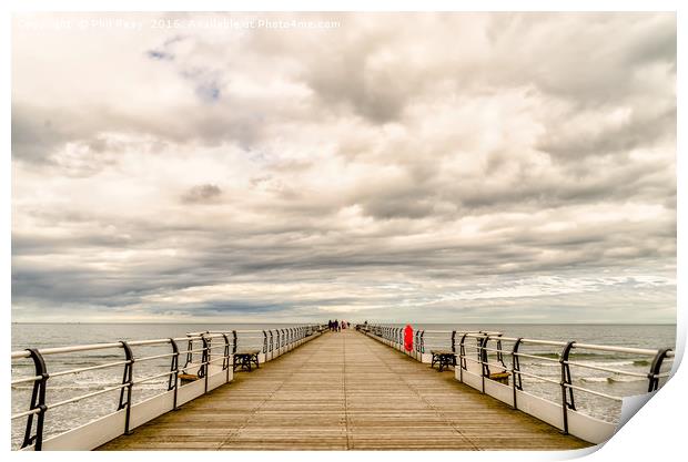 Looking down the pier Print by Phil Reay