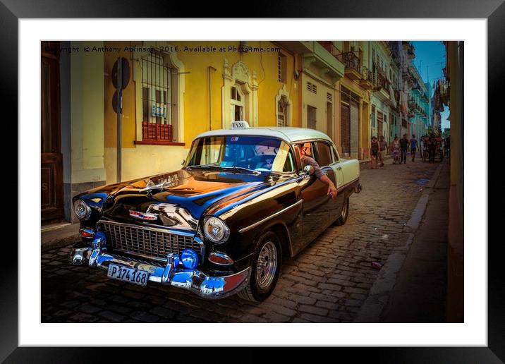 Black Taxi - Havan Framed Mounted Print by Anthony Atkinson