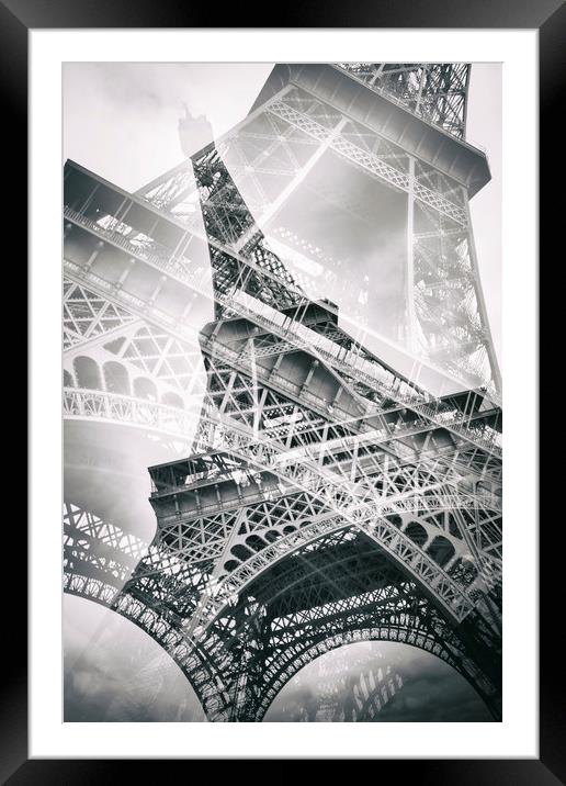Eiffel Tower Double Exposure Framed Mounted Print by Melanie Viola