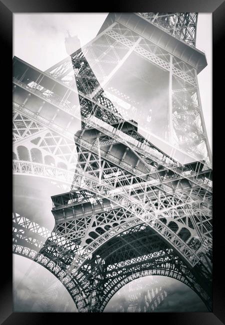Eiffel Tower Double Exposure Framed Print by Melanie Viola