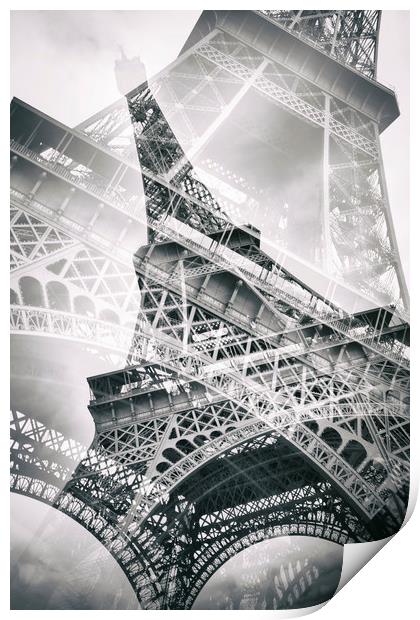Eiffel Tower Double Exposure Print by Melanie Viola