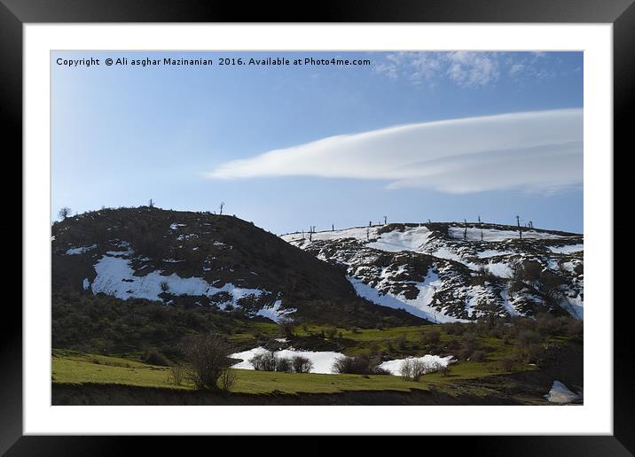 The beauty of snow on mountain, in jungle, Framed Mounted Print by Ali asghar Mazinanian