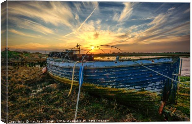 Sunset Over the Boat Canvas Print by matthew  mallett