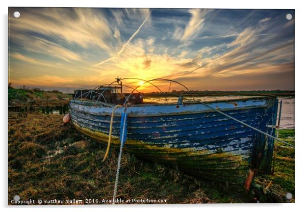 Sunset Over the Boat Acrylic by matthew  mallett