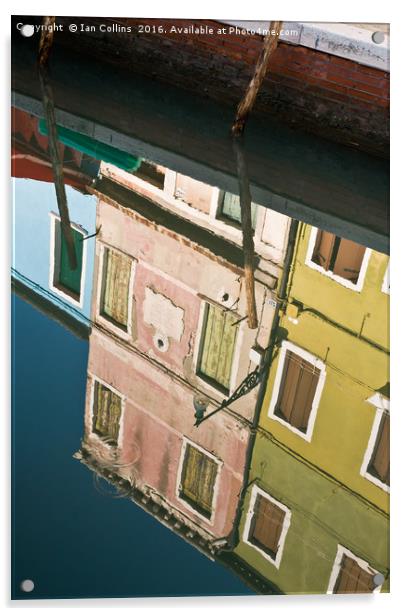 Reflected Burano, Venice Acrylic by Ian Collins