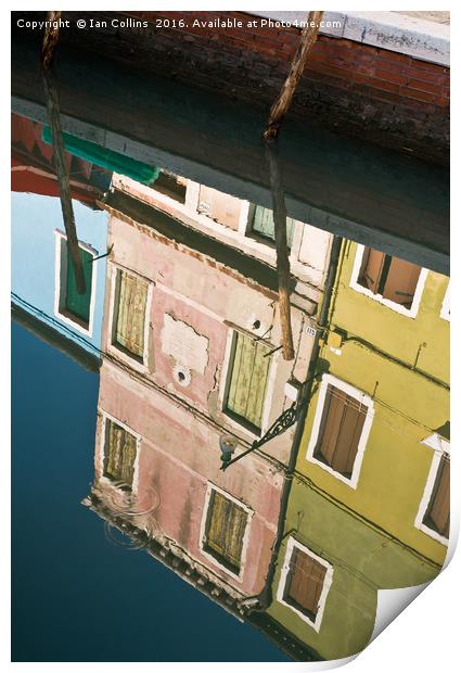 Reflected Burano, Venice Print by Ian Collins