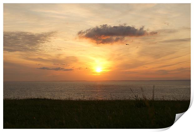 Sunset from Worm's Head - Gower Print by Steve Strong