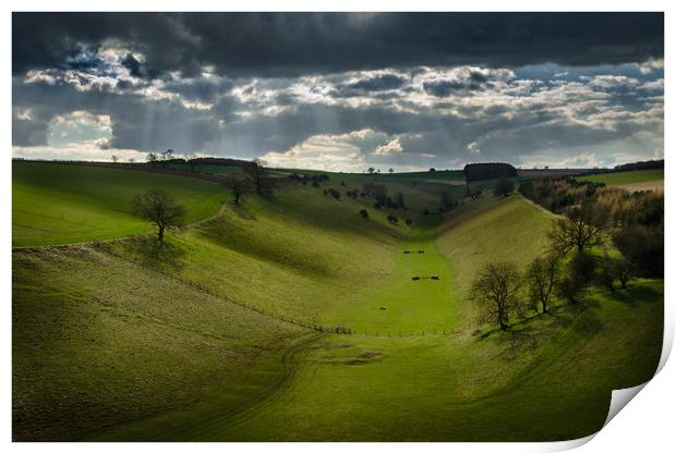 Thixendale, Yorkshire Wolds Print by M Meadley