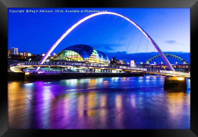 Newcastle Quay Bridges Framed Print by Reg K Atkinson
