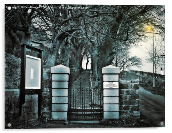 Churchyard walk Acrylic by Derrick Fox Lomax