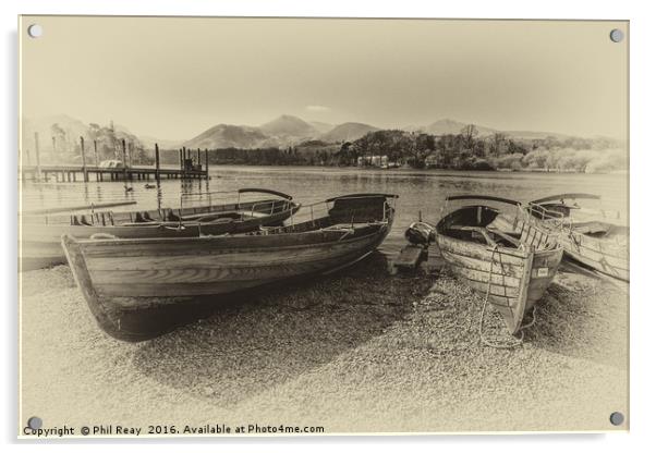 Boats on Derwentwater Acrylic by Phil Reay