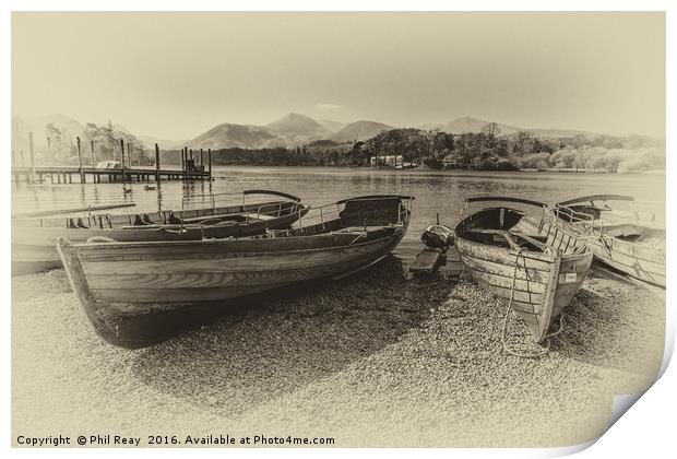 Boats on Derwentwater Print by Phil Reay