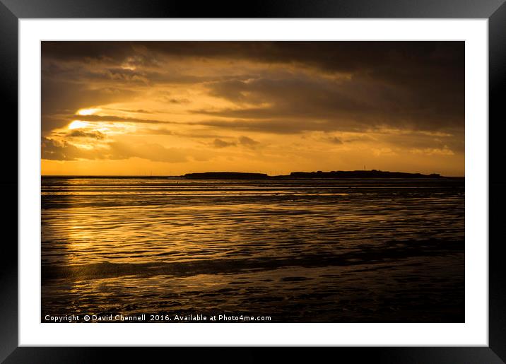 Golden Hour Hilbre Island Silhouette Framed Mounted Print by David Chennell