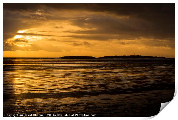 Golden Hour Hilbre Island Silhouette Print by David Chennell