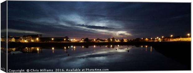 Burry Port Harbour By Night Canvas Print by Chris Williams