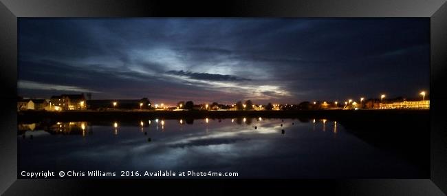Burry Port Harbour By Night Framed Print by Chris Williams