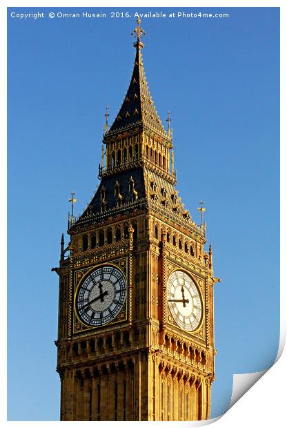 Big Ben Clock Tower Print by Omran Husain