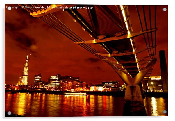 London Millennium Bridge Acrylic by Omran Husain