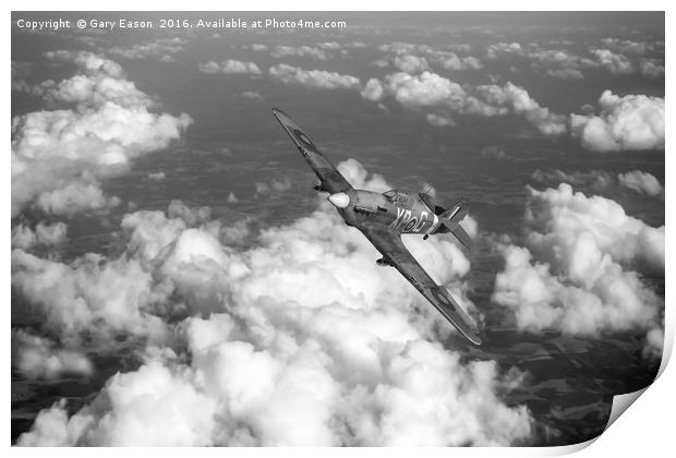 Hawker Hurricane IIB of 174 Squadron B&W version Print by Gary Eason