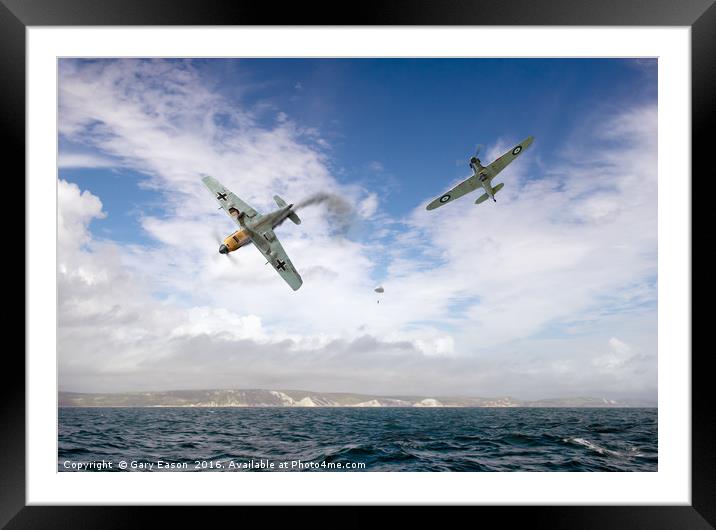 Bf109 down in the Channel Framed Mounted Print by Gary Eason