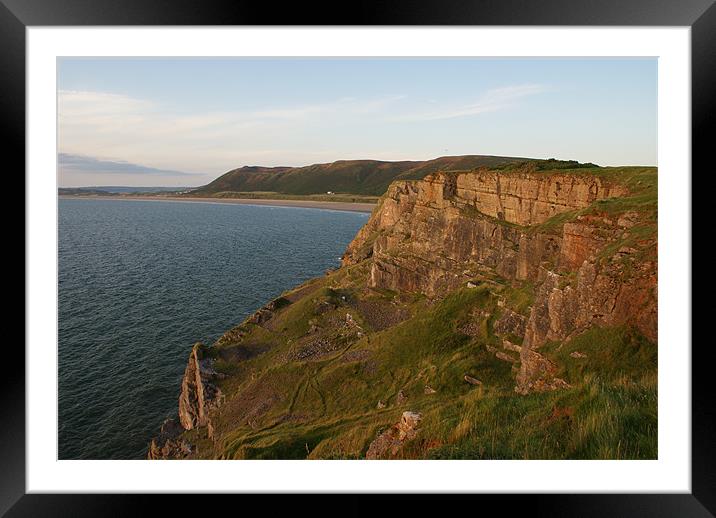 Cliffs on Worm's Head - Rhossili Bay - Gower Framed Mounted Print by Steve Strong