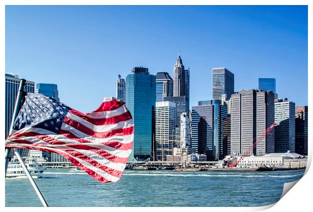 American Flag in NYC Print by Valerie Paterson