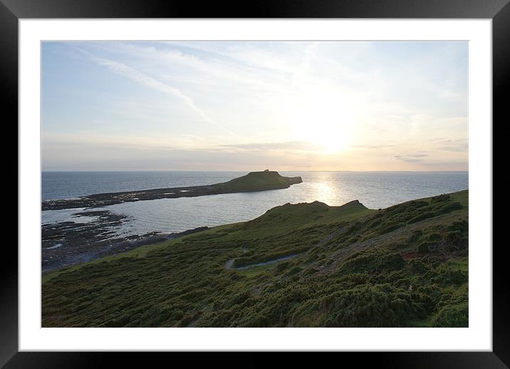 Sunset over Worm's Head - Gower Framed Mounted Print by Steve Strong