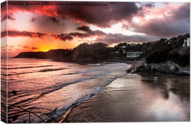 Caswell Bay, Swansea at Sunset Canvas Print by bethan griffiths