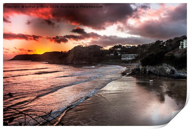 Caswell Bay, Swansea at Sunset Print by bethan griffiths
