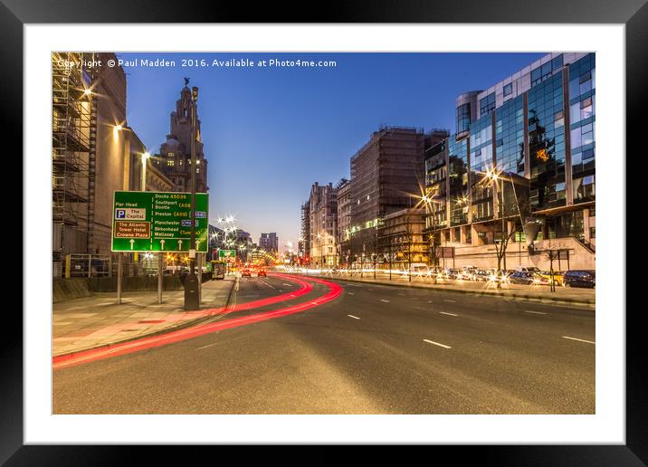 Streaking through the city Framed Mounted Print by Paul Madden