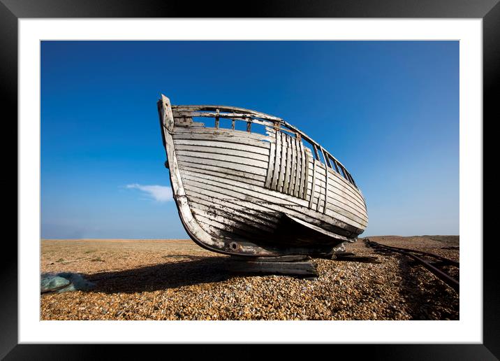 Beached Boat Framed Mounted Print by David Hare