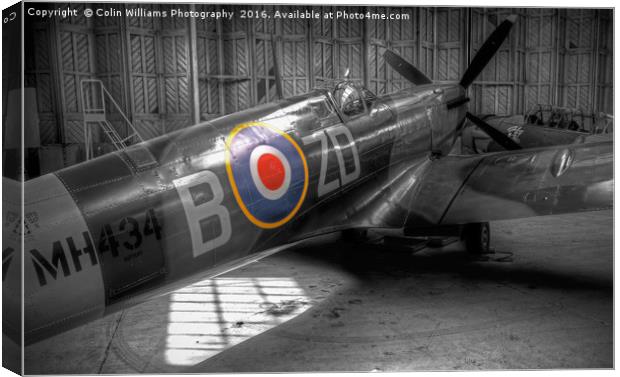  Spitfire MH434 Hangar Duxford 1 Canvas Print by Colin Williams Photography