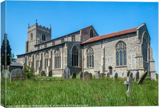 St Mary`s Church, Wiveton, North Norfolk, South Fa Canvas Print by Hugh McKean