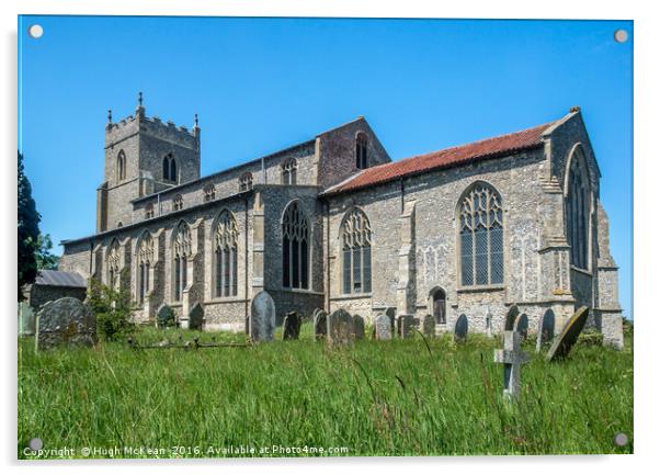 St Mary`s Church, Wiveton, North Norfolk, South Fa Acrylic by Hugh McKean