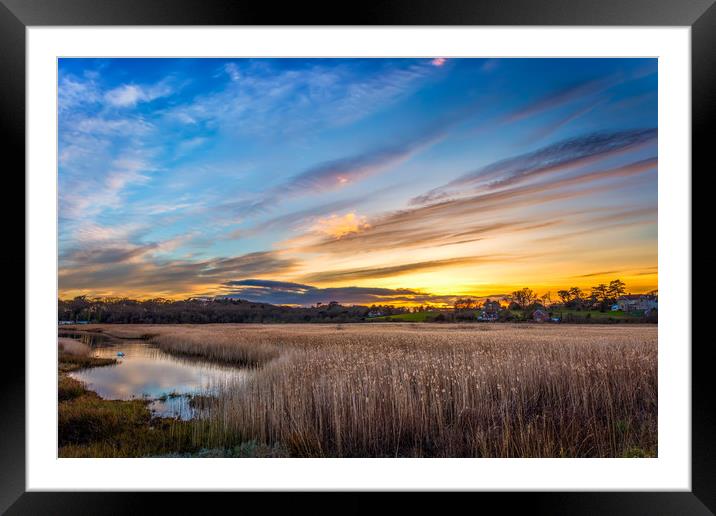 Yarmouth Salt Marsh Sunset Framed Mounted Print by Wight Landscapes