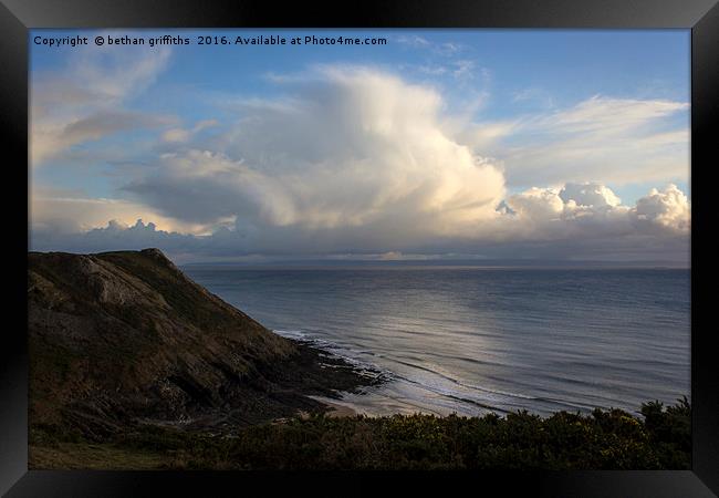 Pennard cliffs and cloud Framed Print by bethan griffiths