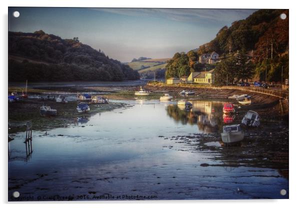 Reflections at Looe Harbour Acrylic by Craig Preedy