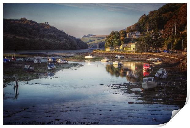 Reflections at Looe Harbour Print by Craig Preedy