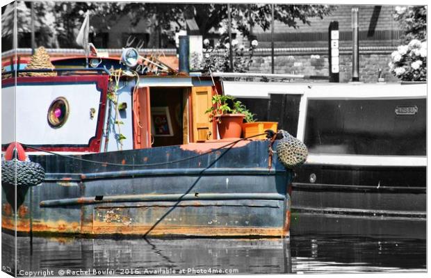 Colorful Narrowboats in Birmingham Canvas Print by RJ Bowler