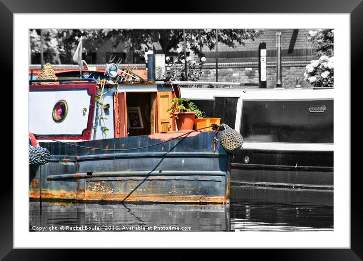 Colorful Narrowboats in Birmingham Framed Mounted Print by RJ Bowler