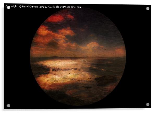 Golden Twilight at Gwithian Beach Acrylic by Beryl Curran