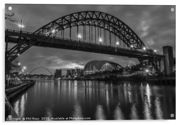 Tyne bridge in mono Acrylic by Phil Reay
