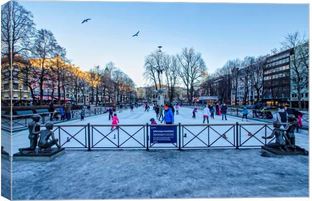 Oslo Ice Rink Canvas Print by Valerie Paterson