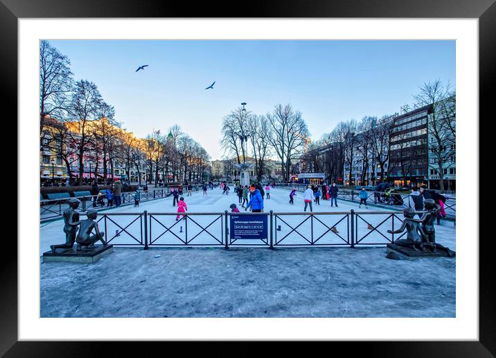Oslo Ice Rink Framed Mounted Print by Valerie Paterson