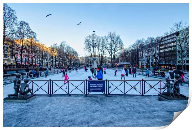 Oslo Ice Rink Print by Valerie Paterson