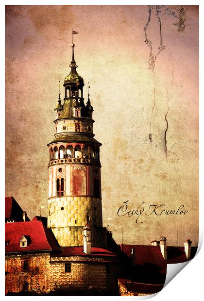 Castle tower of Cesky Krumlov Print by Sergey Fedoskin