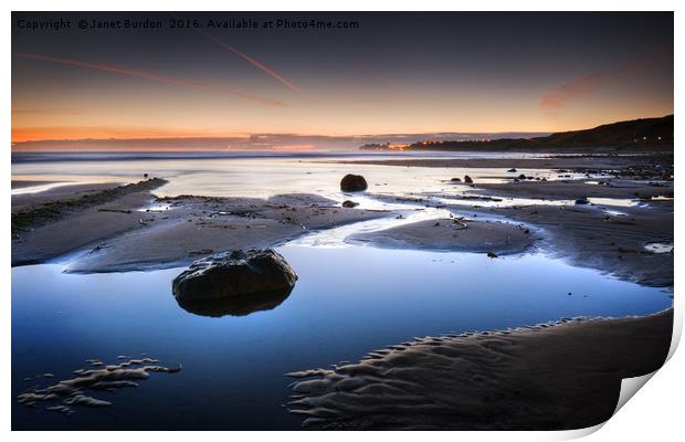 Winter Twilight, Sandsend Print by Janet Burdon