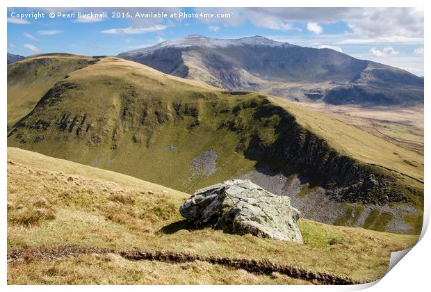 Snowdon mountain range in Snowdonia Wales Print by Pearl Bucknall