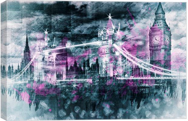 Modern-Art LONDON Tower Bridge & Big Ben Composing Canvas Print by Melanie Viola
